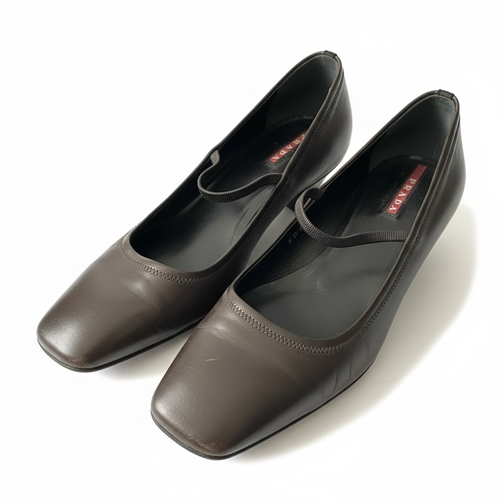 Prada Women's Dark Brown Leather Kitten Heels - Brand New